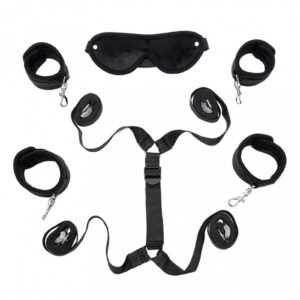 Rimba Under your mattress restraints set with mask, Black