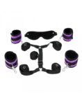 Rimba Under your mattress restraints set with mask, Purple-Black