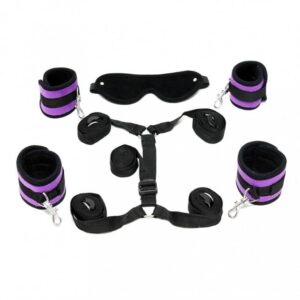 Rimba Under your mattress restraints set with mask, Purple-Black