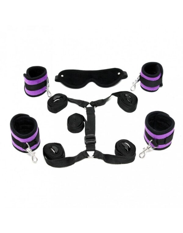 Rimba Under your mattress restraints set with mask, Purple-Black