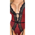 Abierta Fina Crotchless body - rood/zwart