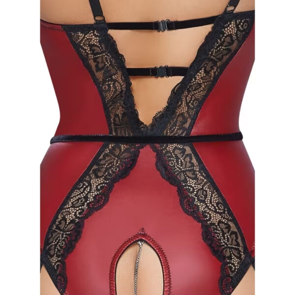 Abierta Fina Crotchless body - rood/zwart