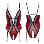 Abierta Fina Crotchless body - rood/zwart