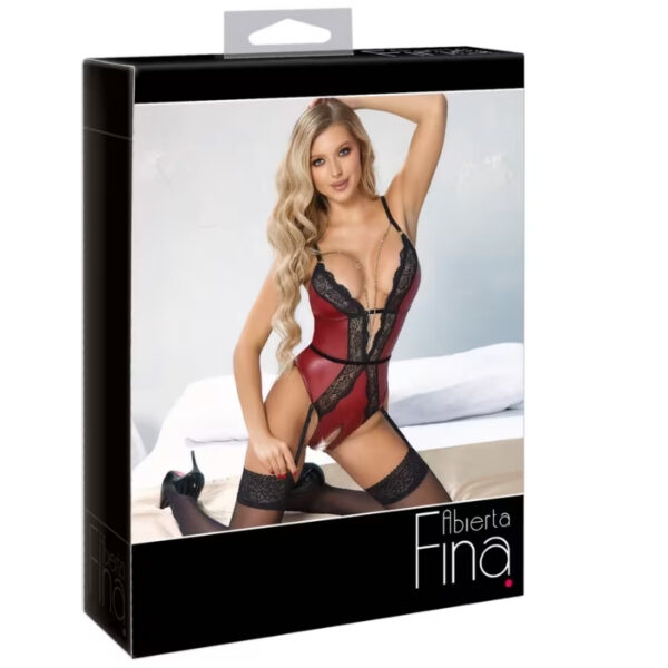 Abierta Fina Crotchless body - rood/zwart