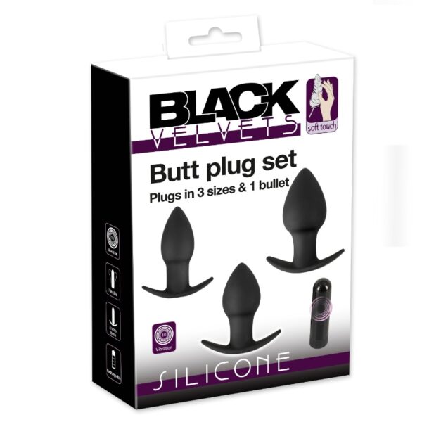 BlackVelvets Butt plug set met bullet