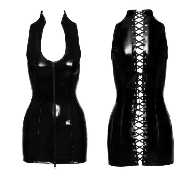 Black level vinyl dress - vetersluiting op rug