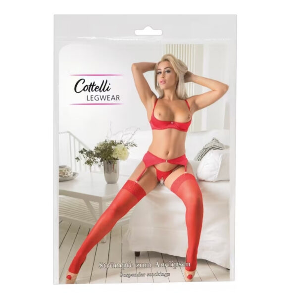 Cottelli jarretelkousen met kant rood