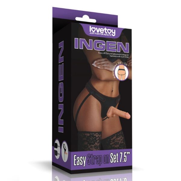 LoveToy - Easy Strap-on Set with Dildo with Balls 7.5" / 19 cm - Nude