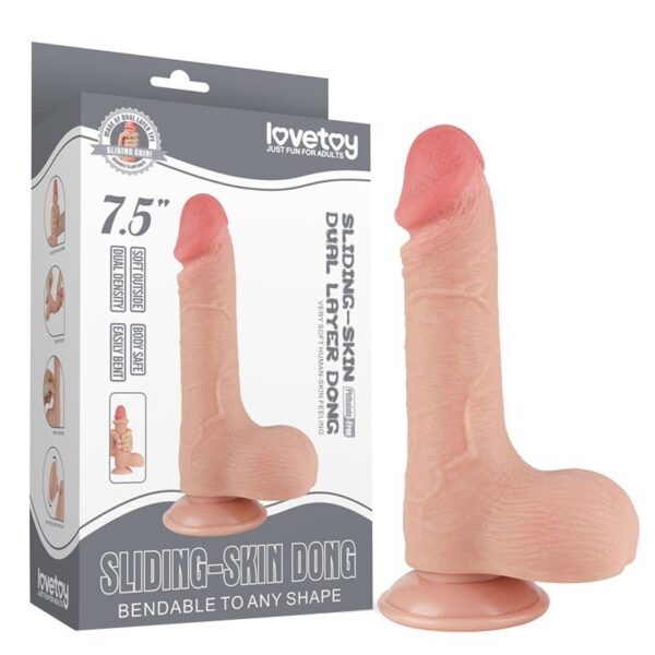 LoveToy Sliding Skin Dildo 7.5"/20.8 cm - Nude