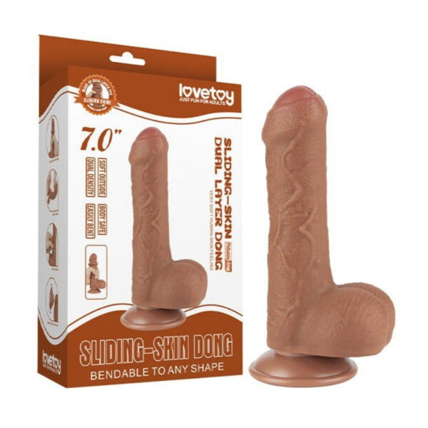 LoveToy Sliding Skin Dildo 7.0"/18.3 cm - brown