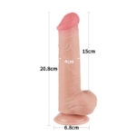 LoveToy Sliding Skin Dildo 8.0"/20.8 cm Nude