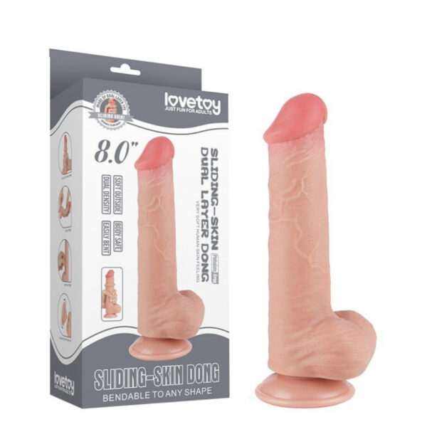 LoveToy Sliding Skin Dildo 8.0"/20.8 cm Nude