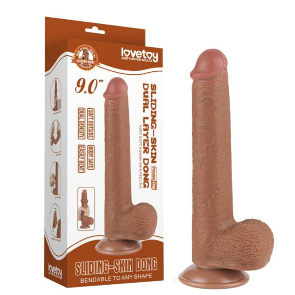 LoveToy Sliding Skin Dildo 9.0"/24 cm - Brown