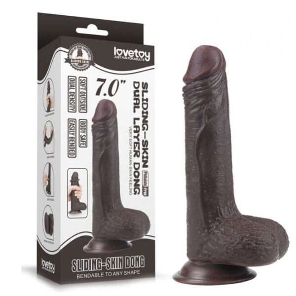 Lovetoy Sliding Skin Dildo 7.0"/17.5 cm - Black