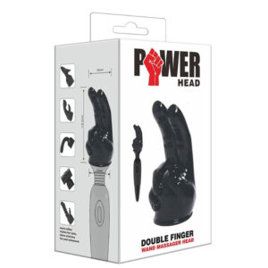 POWER Wand Double Finger Vibrator Opzetstuk Zwart