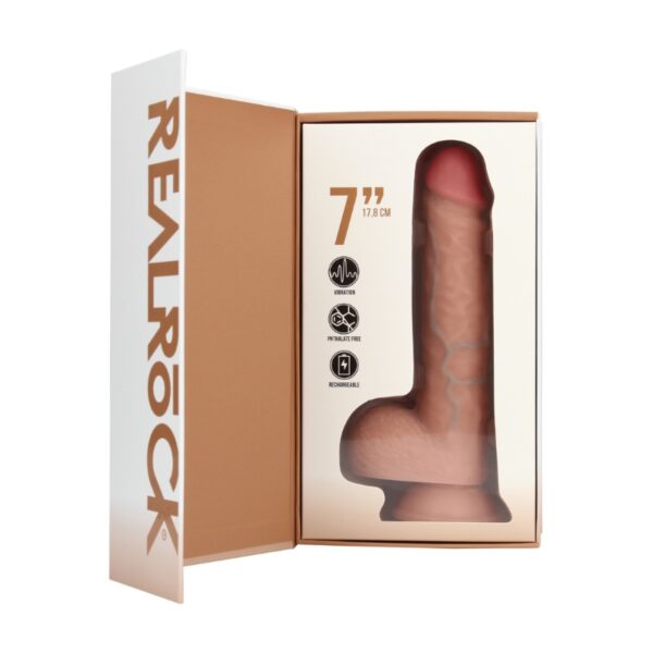 RealRock Vibrating Dildo with Balls - 7" / 18 cm