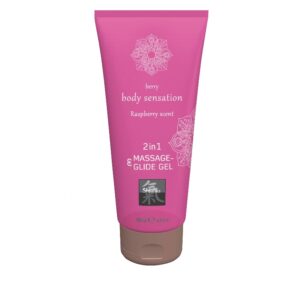Shiatsu 2 in 1 massage en glijmiddel Raspberry