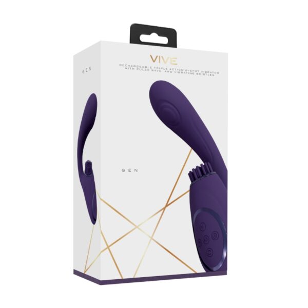 Vive Gen - Triple Motor G-Spot Vibrator with Pulse Wave and Vibrating Bristles - Purple