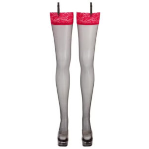 Cottelli zwarte jarretelkousen met rode kanten rand