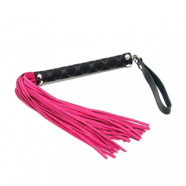 Leren zweepje 38 suede strengen roze