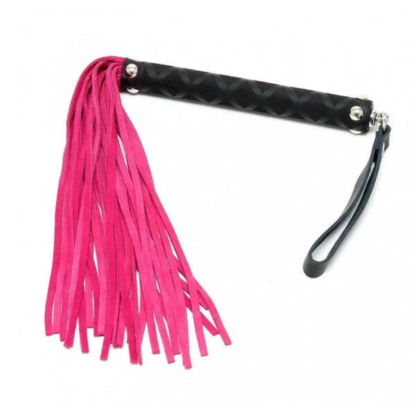 Leren zweepje 38 suede strengen roze