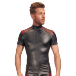 Nek shirt zwart rood met strepen schouders