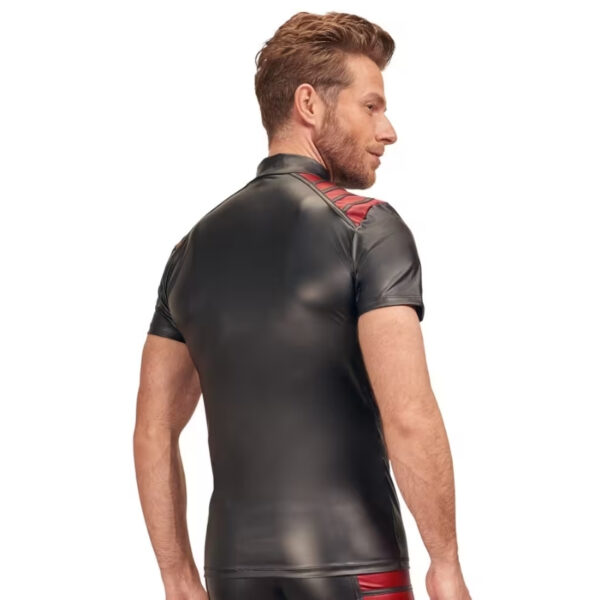 Nek shirt zwart rood met strepen schouders
