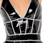Black Level Vinyl Halter dress Black/Silver