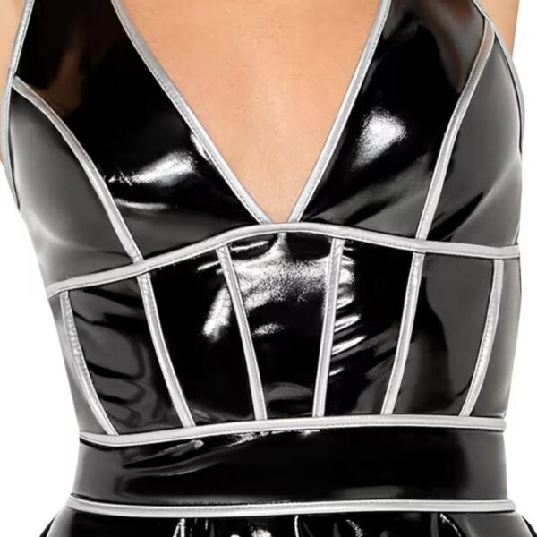 Black Level Vinyl Halter dress Black/Silver