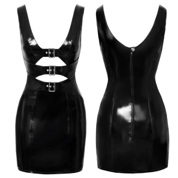 Black Level Vinyl Jurk met gespen