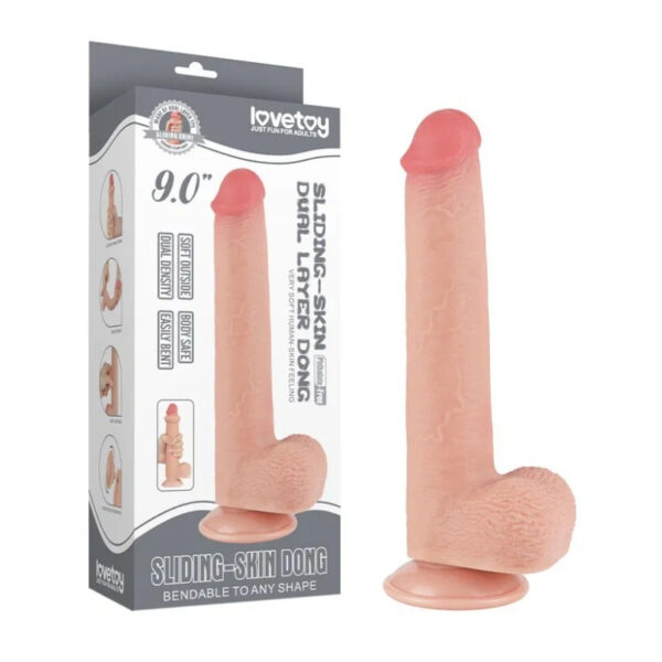 LoveToy Sliding Skin Dildo 9.0"/24 cm - Nude