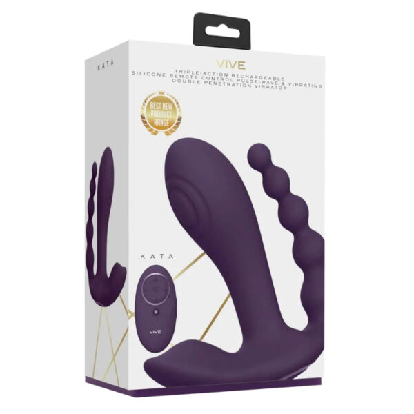 Vive Kata - Pulse Wave & Vibrating Double Penetration Vibrator Purple