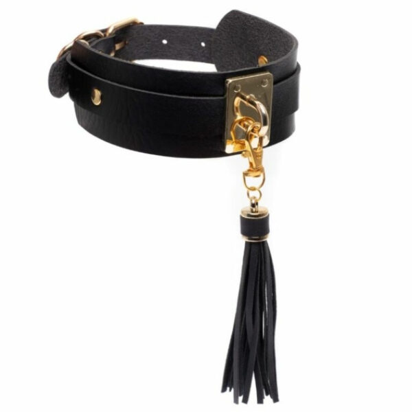 Kinky Diva Teasing Tassel - Collar zwart/goud