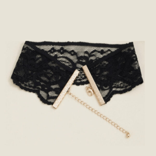 Kinky Diva Low Cut Lace Body + Necklace Black/Gold