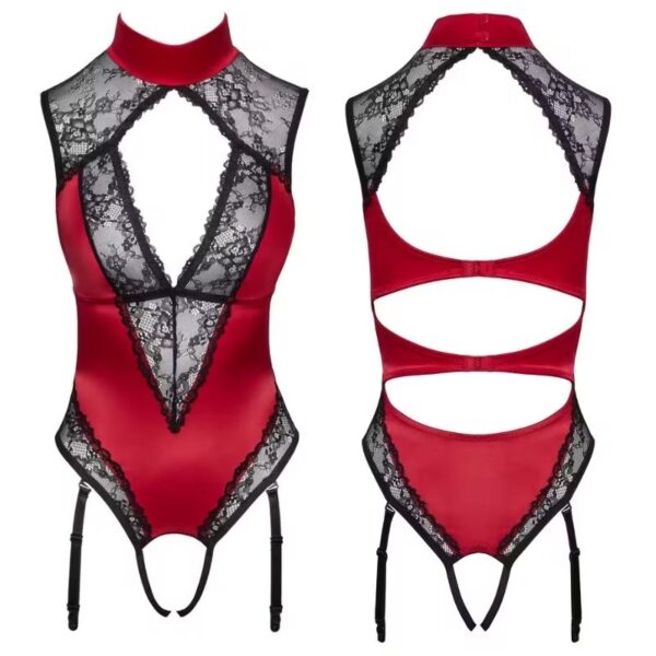 Cottelli Crotchless Body rood-zwart