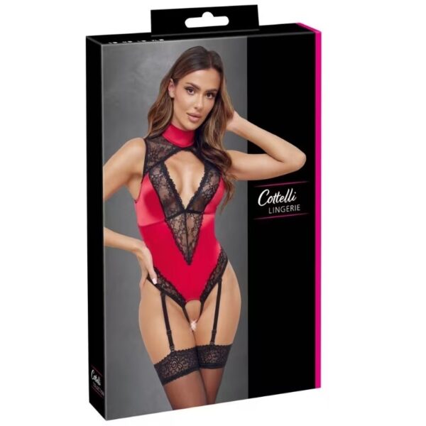 Cottelli Crotchless Body rood-zwart