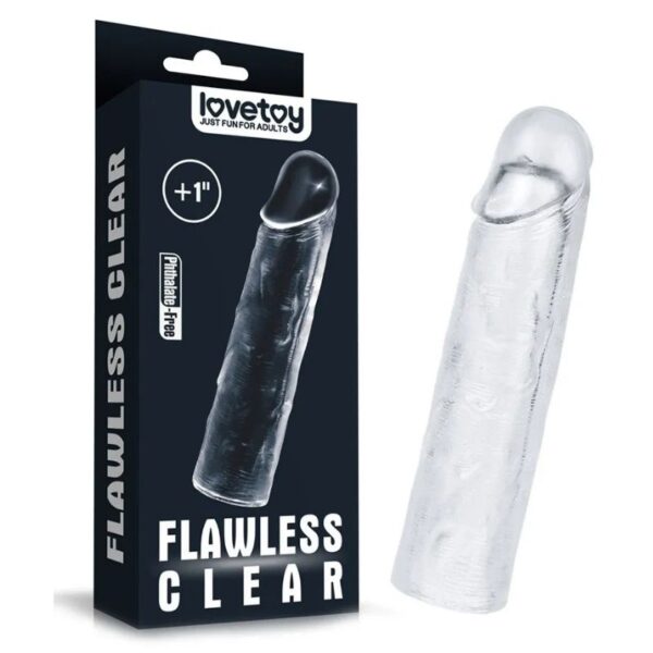 LoveToy Flawless Clear Penis Sleeve + 1" / 2.5 cm - Transparent
