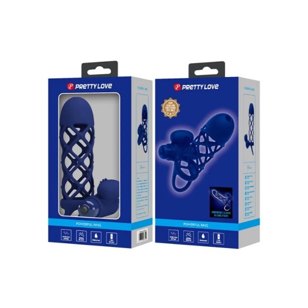 Pretty Love Giann - Vibrerende Cock Sleeve - Donkerblauw