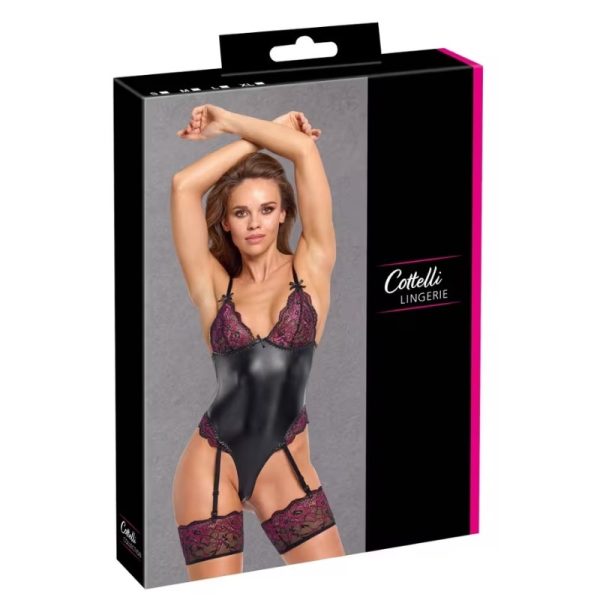 Cottelli body met kanten kousenbanden