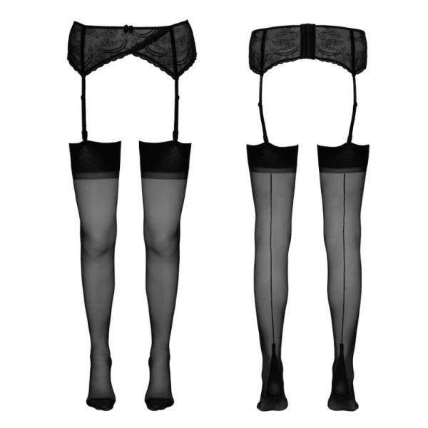 Cottelli zwarte jarretelkousen met streep