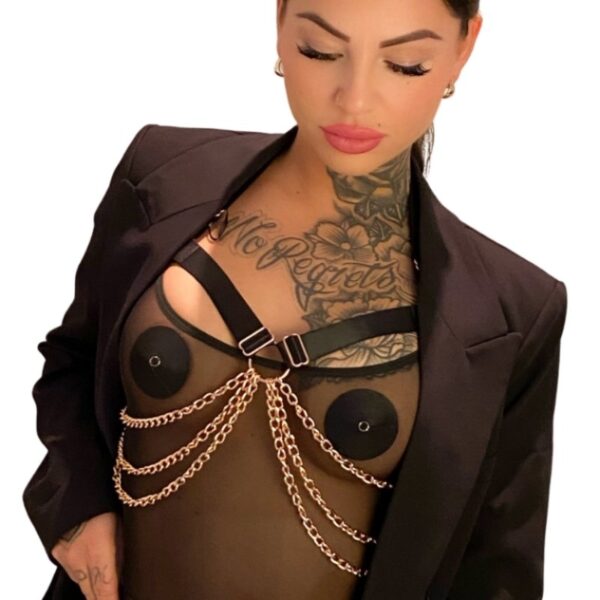 Kinky Diva Chain Bra zwart/rose goud