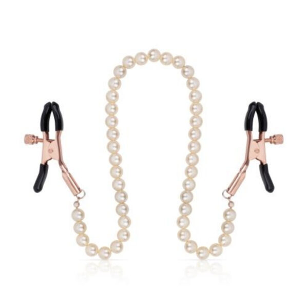 Rosy Gold - Tepelklemmen met parelketting