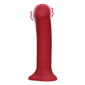 Loveline Non-Phallic Vibrating Dildo Large -  Raspberry Red