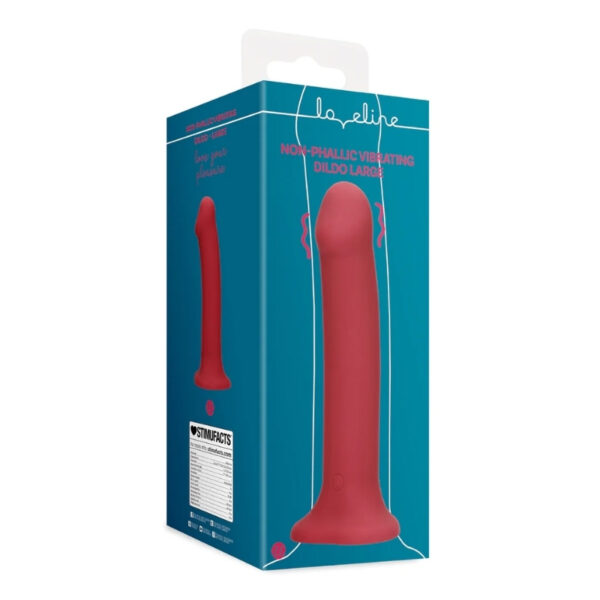 Loveline Non-Phallic Vibrating Dildo Large -  Raspberry Red
