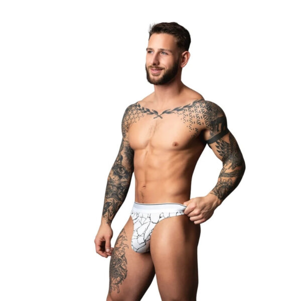 Male Power Thong - White Marble