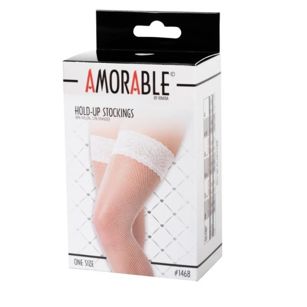 Amorable Hold-Up Fishnet kousen - One Size Wit