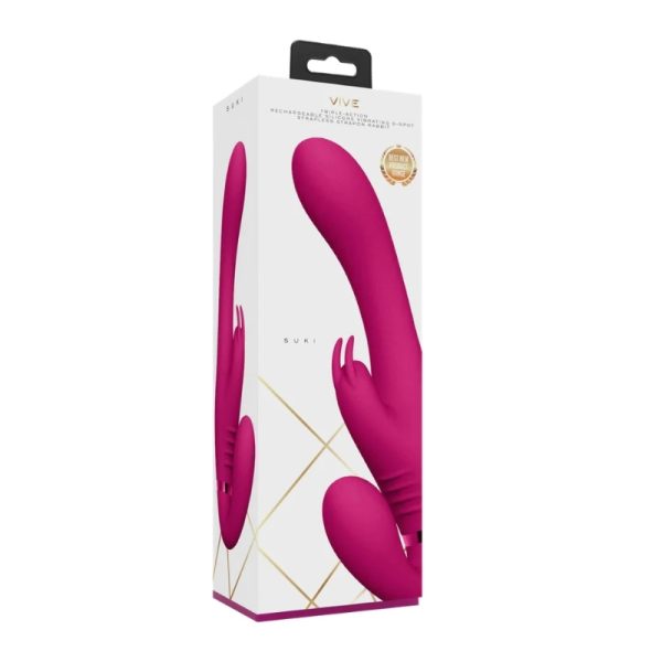Suki - Vibrating Strapless Strap-on Rabbit Roze