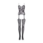Le Desir Suspender Rhinestone Bodystocking - OS
